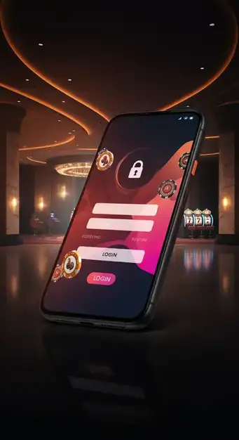 Een gedetailleerd overzicht van het loginproces en de accountbeveiligingsfuncties van Wbetz Casino op een mobiele telefoon.